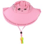 Chapeau de soleil fille protection uv � large bordure avec imprim� mignon pour plage �t� rose