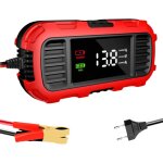 Chargeur de moto de voiture - chargeur d'entretien 12v entretien automatique de la batterie 2a, affichage ...