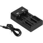 Chargeur universel usb 2 baies avec charge rapide et voyant pour batteries lithium 18500 26650