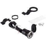 Chargeur usb de moto, chargeur de barre de poign�e noir � large application pour tablettes de t�l�phones ...