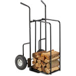 Relaxdays - chariot  bois de chemine xl en mtal, avec 2 grosses roues, jusqu' 200kg, transport de ...