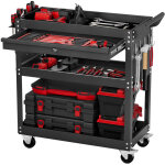 Chariot a outils, 4 niveaux, chariot servante deatelier a roulettes avec tiroir, panneau perfore, 160 ...