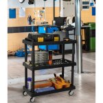 Chariot en polypropyl�ne � 3 niveaux multi - usages avec roues, �tag�re de roues, 100% made in italy, ...
