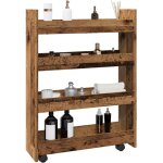 Chariot de rangement �troit 4 niveaux vieux bois