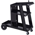 Chariot de soudage avec 3 �tag�res et cha�ne de s�curit� ? diable porte - bouteille de gaz en m�tal noir, ...