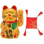Chat de fortune � pile dor� avec main qui bouge, porte - bonheur pour restaurant h�tel commerce, 7 pouces ...