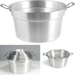 Chaudron lourd en aluminium avec poign�es grises bross�es pour la mise en conserve - diam�tre 46cm -