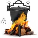 Chaudron sur pied en fonte 8l marmite du chasseur grill feu de camp multigarden