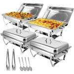 Chauffe - plats en acier inoxydable, 9l chafing dish, buffets chauffants avec pinces et cuill�res pour ...