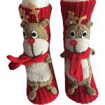 Chaussettes de no�l antid�rapantes en laine �paisse - pantoufles dr�les animaux 3d pour int�rieur