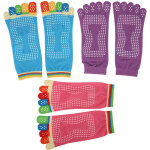 Chaussettes de yoga antid�rapantes confortables coton pour cinq doigts de pied