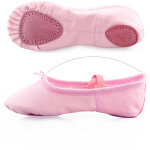 Chaussons de danse classique en toile pour enfants avec semelles en cuir souple - pointure 26 rose