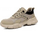 Chaussures de travail kaki pour hommes, � embout d'acier, bottes de s�curit� en daim r�sistantes � la ...