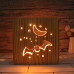 Chauve - souris led veilleuse bois massif basse �nergie bouton poussoir interrupteur doux lumi�re chaude ...