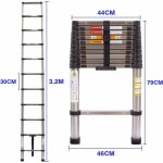 Chelle tlescopique de 10, 5ft / 3, 2m chelle tlescopique polyvalente chelle tlescopique en acier ...