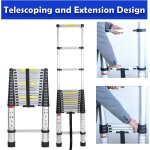 Chelle t�lescopique robuste de 4, 4 m - en aluminium - �chelle t�lescopique - escabeau pliable pour norme ...