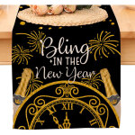 Chemin de table � bonne ann�e 2025 � noir et or ? d�coration pour cuisine et salle � manger, id�al pour ...