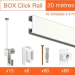 Cimaise box artiteq click �co - kit accrochage tableau 20 m�tres , blanc laqu�