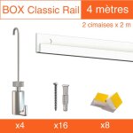 Cimaise box artiteq classic premium + tiges - kit accrochage tableau 4 m�tres