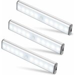 Clairage d'armoire � trois 10 led, sans fil, usb rechargeable, magn�tique, d�tecteur de mouvement, 2 ...