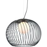 Clarisa - luminaire suspendu moderne noir  1 lumire avec abat - jour blanc, e27 - italux