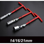 Cl� bougie d'allumage universelle � double usage, poign�e en t, cl� bougie avec charni�re 14 / 16 / 21mm ...