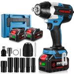 Cl� � chocs sans fil brushless onevan 1800nm boulonneuse a choc avec 2x3. 0ah batterie, boulons de roue ...