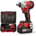 Cl� � chocs sans fil brushless teeno 320nm boulonneuse a choc avec 3. 0ah batterie 20v, boulons de roue, ...