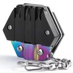 Cl� hex multifonction portative en acier inoxydable avec couteau pliant et cha�ne pour ext�rieur en titane ...