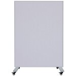 Cloison mobile - panneau acoustique / tableau blanc - 120x160 cm - gris clair / blanc