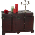 Coffre bois de d�coration malle au tr�sor valence aspect antiquit�, 49x77x47cm - carr�