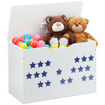 Coffre  jouets avec couvercle, rangement pour enfant, design toil, caisse  jeux, 40x60x30 cm, blanc ...
