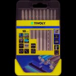 Coffret 10 lames de scie sauteuse pour le bois, m�lamin�s et m�taux non ferreux - attache t - tivoly