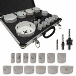 Coffret 13 trpans bi - mtal hss (m3) pro acier bois pvc - scie cloche 13 pcs lame de scie + 2 mandrins ...