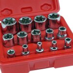 Coffret 14 cl�s � douille torx en alliage de 4 � 24 mm 1 / 2  1 / 4  3 / 8
