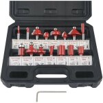 Coffret de 15 fraises d�fonceuses tige de 6. 35mm 1 / 4', coupe - outils pour travail bois � pointe en ...