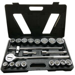 Coffret 20 pices avec douilles 12 pans 3 / 4' de 19  50 mm avec cliquet rversible spcial poids lourd ...