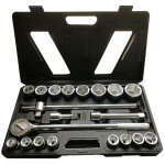 Coffret 20 pices avec douilles 6 pans de 19  50 mm et cliquet rversible spcial poids lourd - valise ...