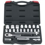 Coffret 24 pcs cle a cliquet douille metrique 1 / 2' 10 - 32 mm fervi 0620