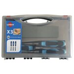 Coffret de 3 ciseaux � bois leman manche bi mati�re + 1 pierre - 780. 500. 03