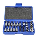 Coffret de 34 douilles cl douille intrieur extrieur embout toile torx femelle