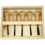 Coffret de 5 gouges de sculpteur - manche bois emile peyron 1116