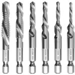 Coffret de 6 forets et tarauds combin�s m3 m4 m5 m6 m8 m10, taraud � changement rapide avec rev�tement ...