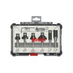 Coffret de 6 fraises  araser / chanfreiner / arrondir  queue de 8 mm bosch 2607017469