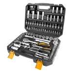 Coffret multi - outils 94pcs ? douilles 1 / 4' et 1 / 2' cr - v ? barres d'extension 125 / 250mm ? adaptateurs ...