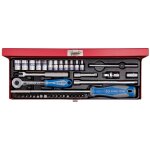 Coffret douilles de 39 pi�ces 1 / 4', cliquet 72 dents - king tony