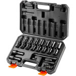 Coffret douilles a chocs profondes 3 / 8 po metrique 10 - 19 mm pivotantes a 360 degres, kit pour cle ...