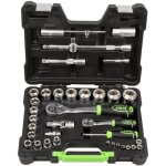 Jbm - coffret douilles en pouces (imperiales, us) avec cliquets & accessoires 1 / 4' et 1 / 2' - 37 pcs ...
