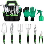 Coffret de jardinage, 9 outils antirouille avec sac de rangement, coffret cadeau d'outils � main, outils ...