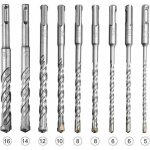 Coffret de m�ches et burins sds - plus ? lot de 9 forets pour b�ton, pierre, c�ramique ? t�te en carbure ...